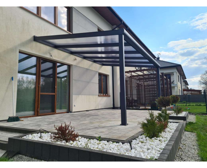Zadaszenie tarasu PRO antracyt 1206x350 dach poliwęglanowy