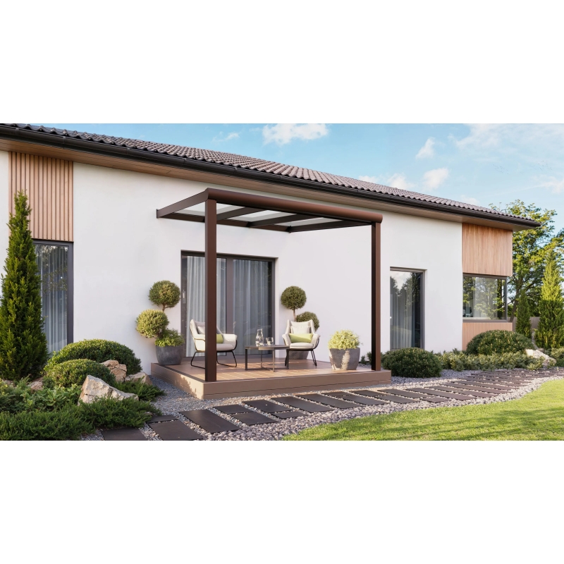 Zadaszenie tarasu PRO brąz 306x300 dach szklany