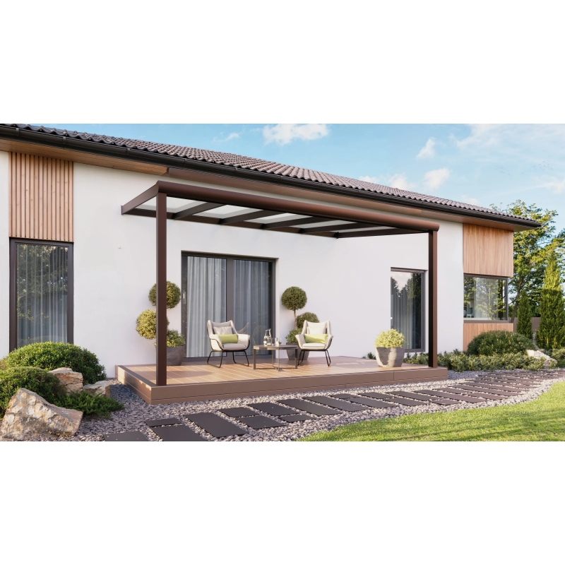 Zadaszenie tarasu PRO brąz 506x300 dach szklany
