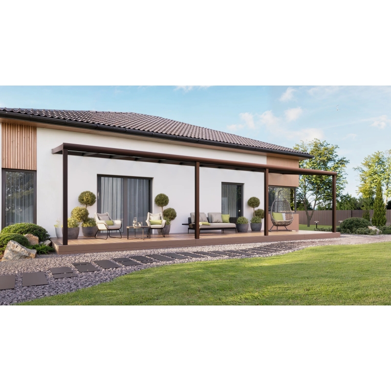 Zadaszenie tarasu PRO brąz 1106x300 dach szklany