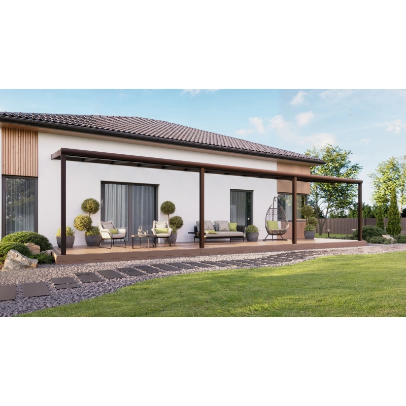 Zadaszenie tarasu PRO brąz 1206x300 dach szklany