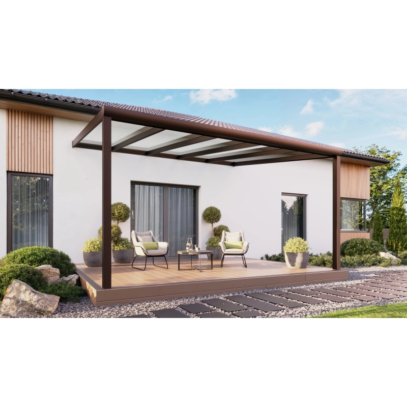 Zadaszenie tarasu PRO brąz 506x400 dach szklany