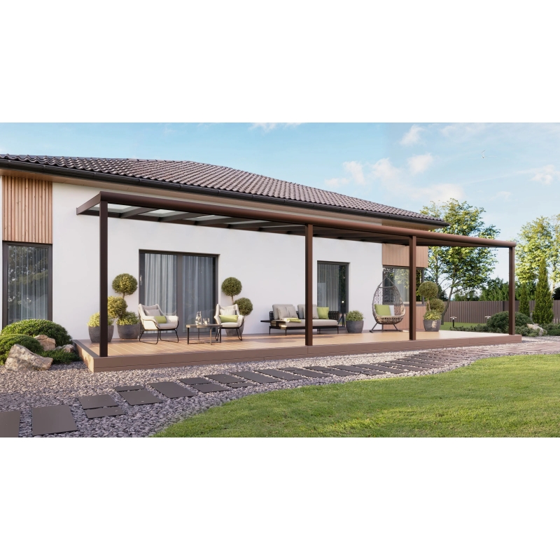Zadaszenie tarasu PRO brąz 1106x400 dach szklany