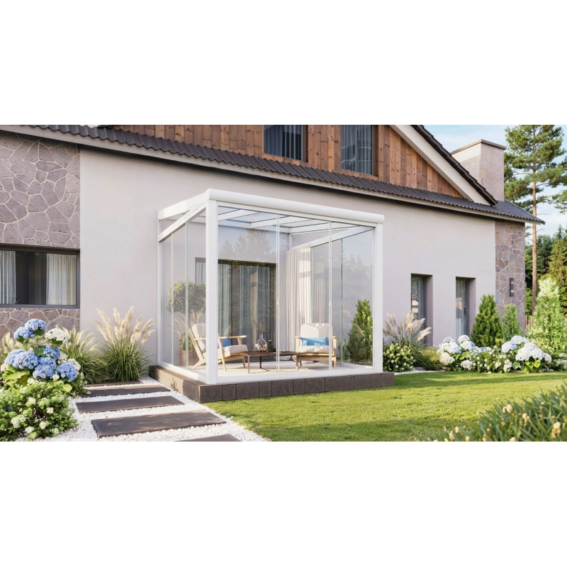 Ogród zimowy PRO biały 306x300 dach szklany