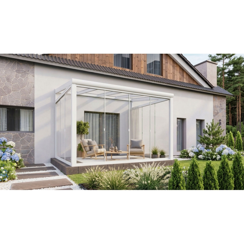 Ogród zimowy PRO biały 406x300 dach szklany