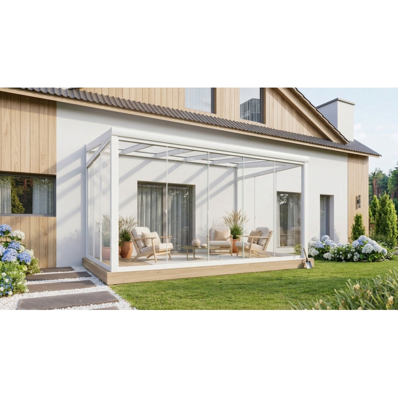 Ogród zimowy PRO biały 506x300 dach szklany