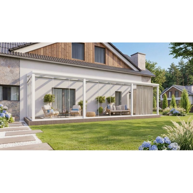 Ogród zimowy PRO biały 1006x300 dach szklany