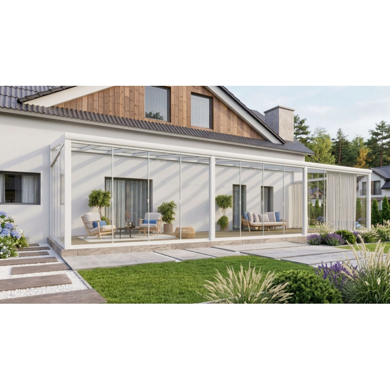 Ogród zimowy PRO biały 1206x300 dach szklany