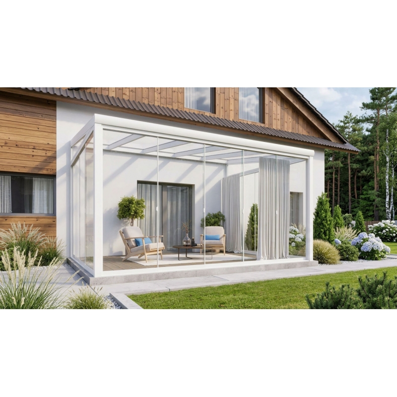 Ogród zimowy PRO biały 506x350 dach szklany