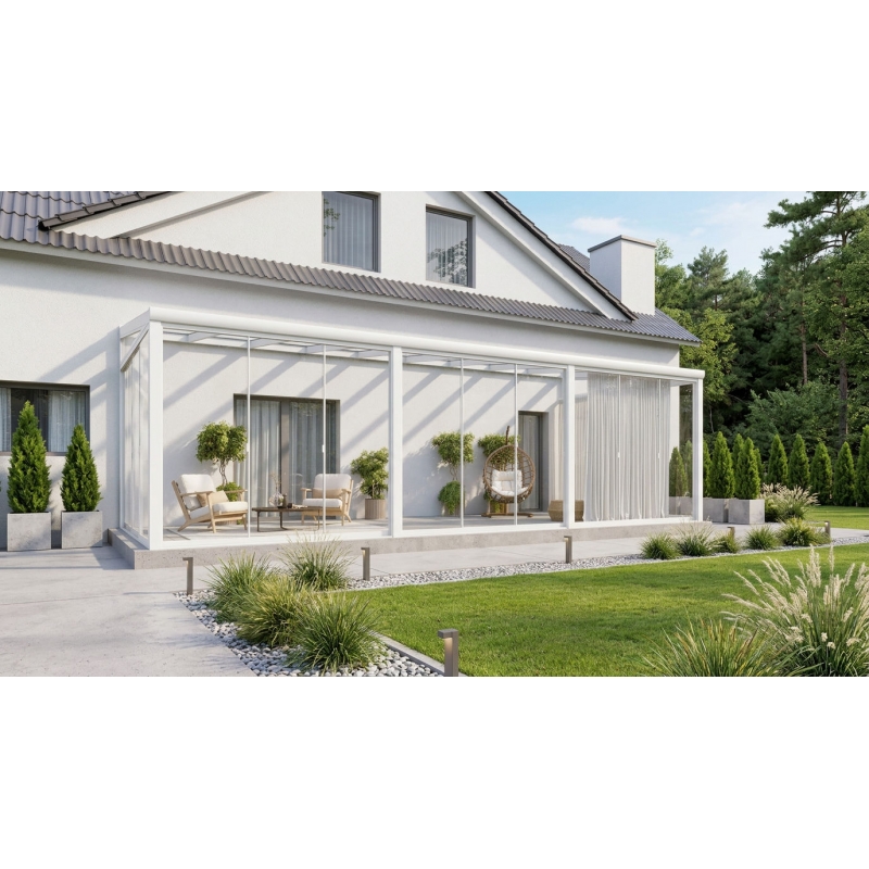 Ogród zimowy PRO biały 906x350 dach szklany