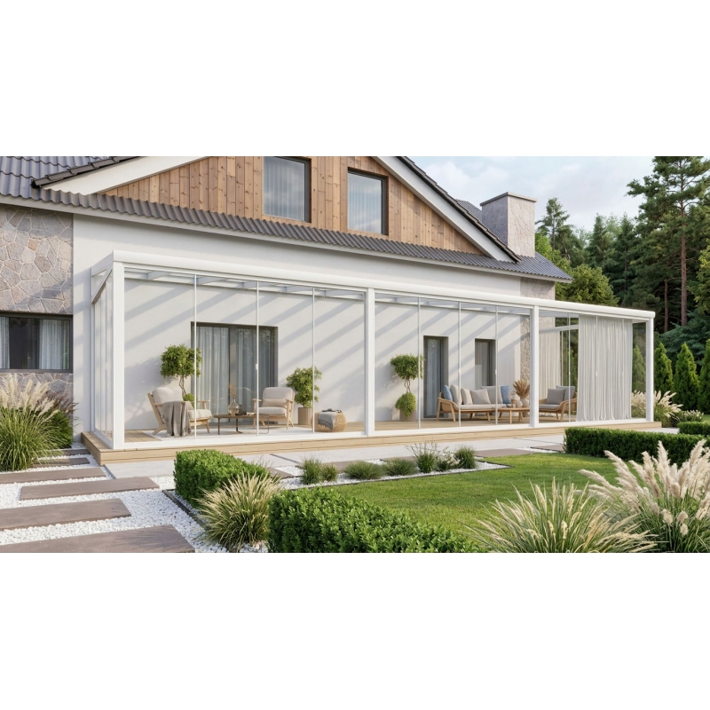 Ogród zimowy PRO biały 1206x350 dach szklany