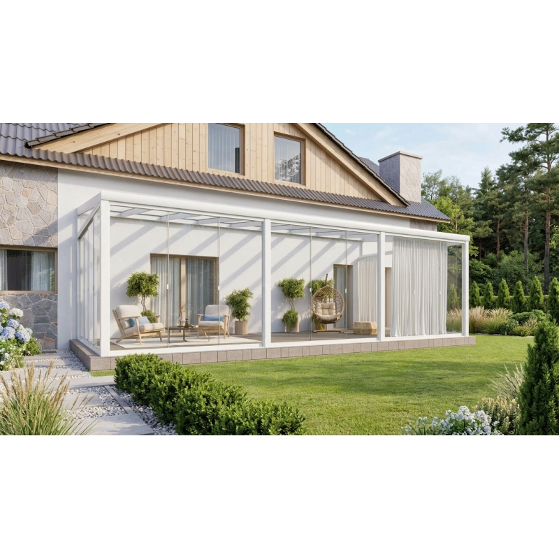 Ogród zimowy PRO biały 906x400 dach szklany