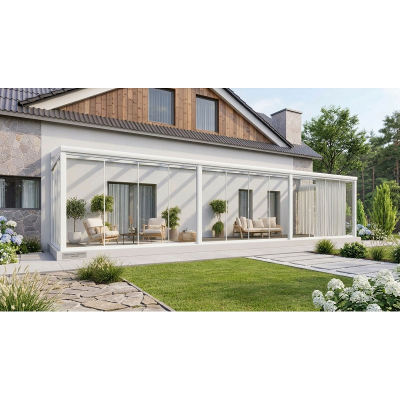 Ogród zimowy PRO biały 1206x400 dach szklany