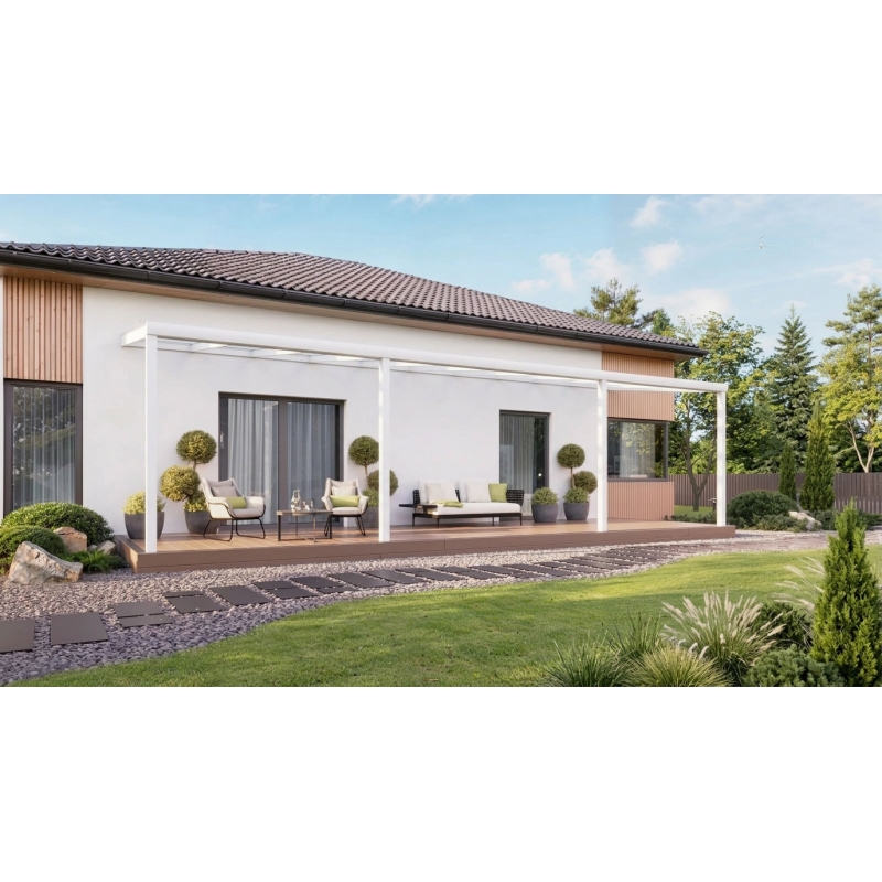 Zadaszenie tarasu PRO biały 1006x300 dach szklany