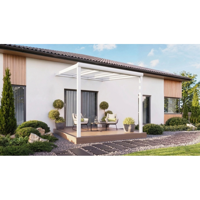 Zadaszenie tarasu PRO biały 306x350 dach szklany