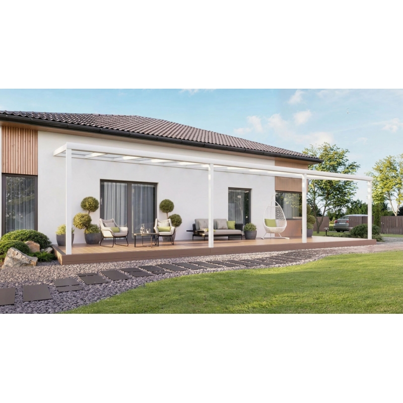Zadaszenie tarasu PRO biały 1206x350 dach szklany